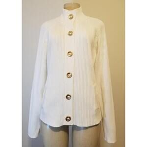 LAUREN JEANS COMPANY RALPH LAUREN  LADIES  KNIT WHITE  CARDIGAN SIZE XL #781